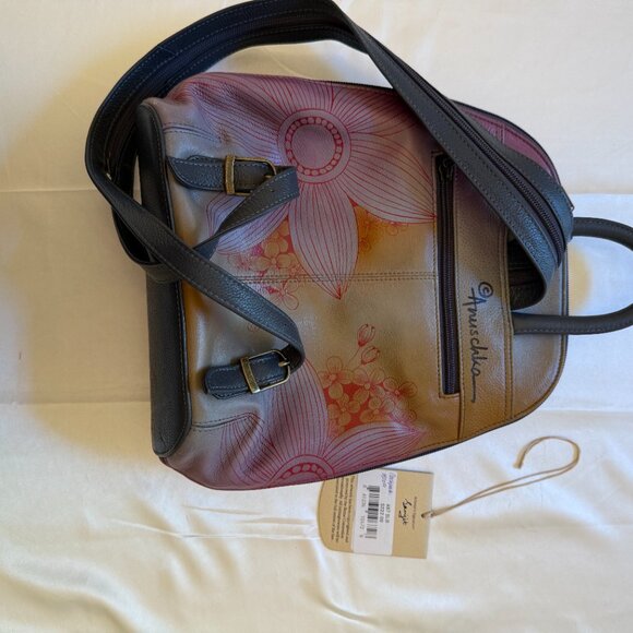 Anuschka handpainted backpack purse Blissful Bird design EUC main image 9